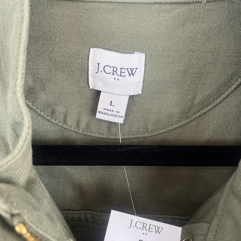 J. Crew NWT Women's 100% Cotton Military Green Utility Preppy Jacket Size Large - Picture 2 of 11